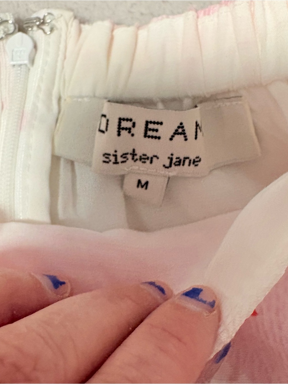 Sister Jane Red, White and Pink Puff Sleeve Babydoll Top medium - Picture 6 of 12
